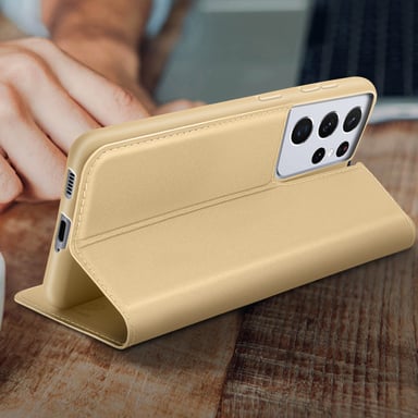 Samsung Galaxy S21 Ultra Card Custodia Funzione Stand Dux Ducis Oro