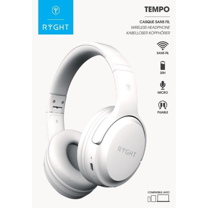 Casque sans fil - TEMPO - Blanc nacré - Neuf