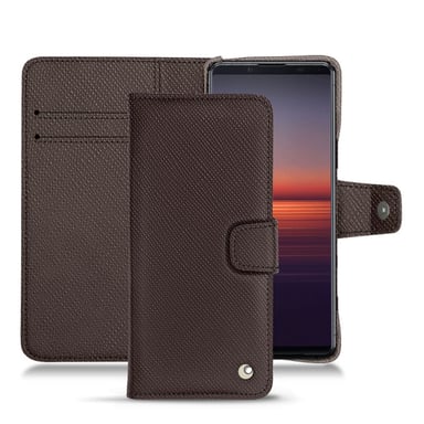 Housse cuir Sony Xperia 5 II -  - Marron envoûtant ( Pantone #4e3629 ) - Cuir saffiano