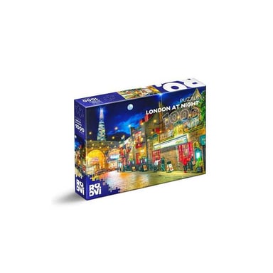 Puzzle 1000 pièces D-Toys London at Night photoréaliste paysage Accents rouge et vert