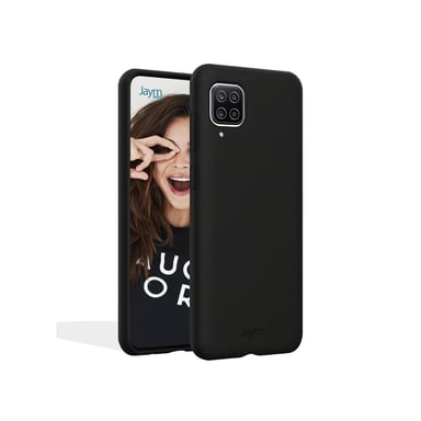 JAYM - Coque Silicone Premium Noire pour Samsung Galaxy A12 -100% Silicone et Microfibre - Renforcée et Ultra Doux