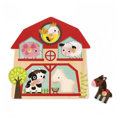 Puzzle Musical Janod Los Animales De La Granja - Despertador Sonoro Infantil