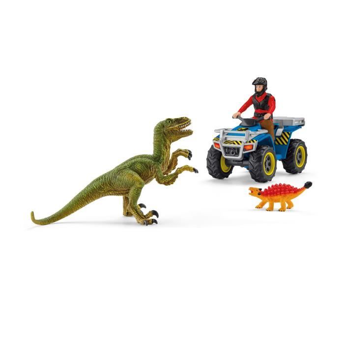 Fuite sur quad face au vélociraptor Ensemble de Jouets Préhistoriques de 5 Pièces pour Garçons et Filles à Partir de - vue 4