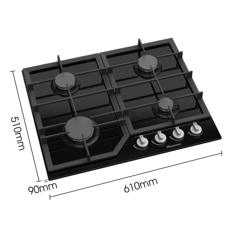 Table de cuisson à gaz encastrable Hisense GG643B de 60 cm 4 brûleurs Neuf - vue 2