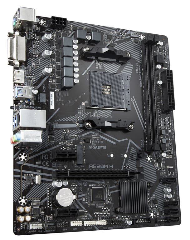 GIGABYTE Carte mère A520M H Prend en charge les processeurs AMD Ryzen série 5000 AM4 VRM numérique pur 4+3 phases jusqu'à 5100 MHz DDR4 OC PCIe 3.0 x4 .2 LAN GbE USB 3.2 Gen 1 Neuf - vue 8