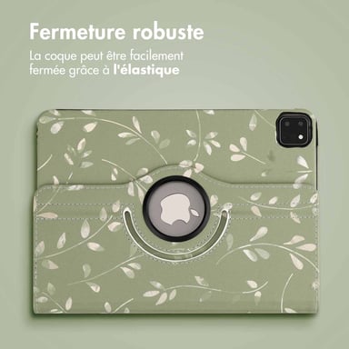 imoshion Coque tablette Design rotatif à 360° pour Apple iPad Pro 11 (2022 / 2021 / 2020 / 2018) - Green Flowers
