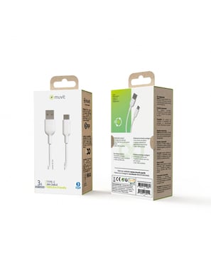 Muvit per cambiare cavo Usb A/Usb C 3M Bianco