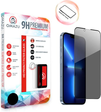 OMAZU Protecteur d'écran en verre trempé de confidentialité 3D, Apple iPhone 13 / 13 Pro, 6,1'' - applicateur d'installation