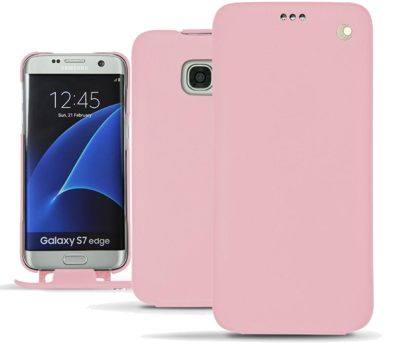 Housse cuir Samsung Galaxy S7 Edge - Rabat verticalRose