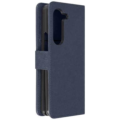 Étui pour Samsung Galaxy Z Fold 5 Portefeuille Languette Aimantée Chesterfield Bleu nuit