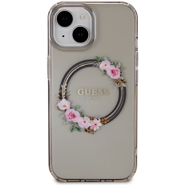 Guess IML Flowers Wreath MagSafe Coque iPhone 15 - vue 2
