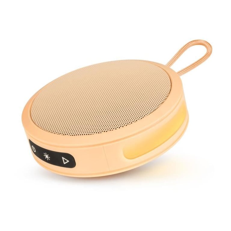BIGBEN Party - Enceinte Bluetooth ronde avec dragonne et effets lumineux - 15W - Orange Pastel
