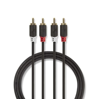 Nedis CABW24200AT10 cable de audio 1 m 2 x RCA Antracita
