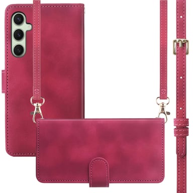imoshion Etui de téléphone portefeuille avec cordon pour Samsung Galaxy S25 - Rouge