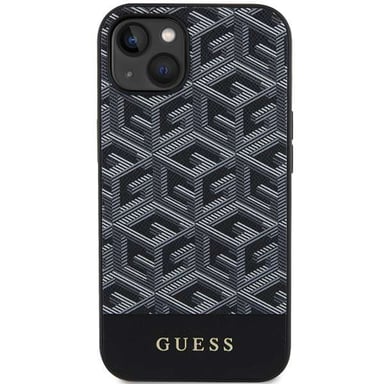 Custodia Guess per iPhone 15 6,1'' nera rigida GCube Stripes MagSafe