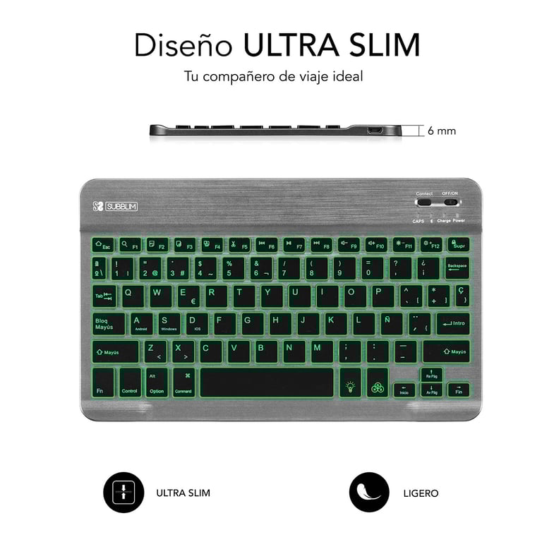 SUBBLIM TECLADO SMART BACKLIT BLUETOOTH QWERTY Espagnole Neuf - vue 3