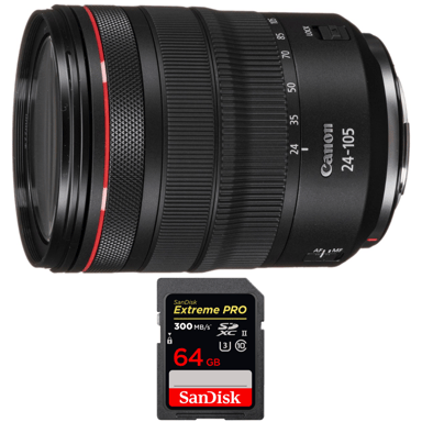 Objetivo Canon RF 24-105 mm f/4L IS USM + 1 SanDisk 64GB Extreme PRO UHS-II + Ebook ''20 consejos para fotos que impactan''