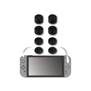Juego de accesorios para mandos KONIX Thumb Grips X8 Nintendo Switch 2 Joy-Con Negro 4 alturas textura antideslizante