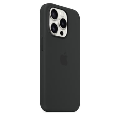 Coque en silicone avec MagSafe pour iPhone 15 Pro, Noir