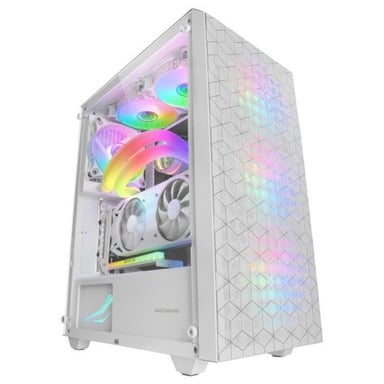 Mars Gaming MC-MAG, Caja Gaming ATX, Ventana Lateral Completa Cristal Templado, Doble Rejilla Magnética Antipolvo Frontal + Superior, 3x Ventiladores FRGB 120mm, Refrigeración Líquida 360mm, Blanco