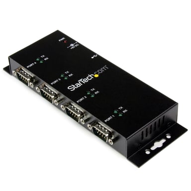 StarTech.com Hub Adaptateur Usb Vers Série Db9 Rs232 4 Ports – Montage Sur Rail Din Industriel Et Mural