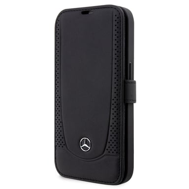 Mercedes Benz Funda para iPhone 14 Pro Folio Elegante con Tarjetero y Función de Soporte Negro