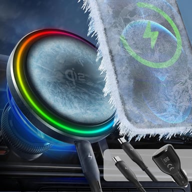 MINIX Cargador de Coche Inalámbrico MagSafe Qi2 15W con Tecnología de Refrigeración por Hielo 2025 y Ventilador Activo, Compatible con iPhone 12/13/14/15/16, Carga Rápida y Magnética