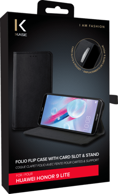 Folio a conchiglia con slot per schede e supporto per Huawei Honor 9 Lite, nero
