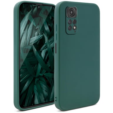 Moozy Minimalist Series Coque en silicone pour Xiaomi Redmi Note 11 / 11S, vert foncé - Finition mate, légère, fine, souple, en TPU avec surface mate