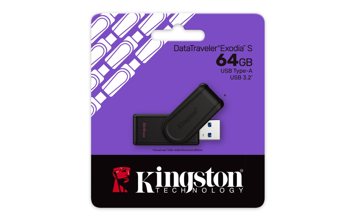 Kingston Technology DataTraveler 64GB Portable USB 3.2 Gen 1 Exodia S (Noir/Noir) - Neuf
