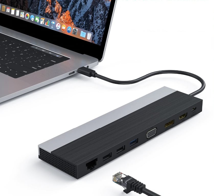 DLH STATION D'ACCUEIL USB C 4K TRIPLE AFFICHAGE DP / HDMI / VGA Neuf - vue 2