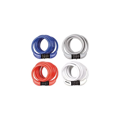 Cable antirrobo con código retráctil Master Lock 1,80 m 8 mm, código de 4 cifras, Blanco