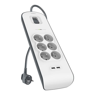 Belkin BSV604ca2m Blanco 6 salida(s) de CA 2 m