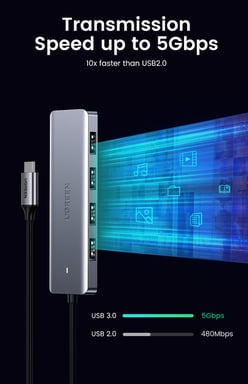 Ugreen 70336 hub & concentrateur USB 3.2 Gen 1 (3.1 Gen 1) Type-C 5000 Mbit/s