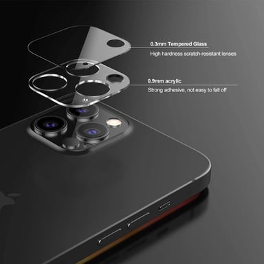 Protège Cameras en Verre Trempe pour ''IPHONE 13 Pro Max'' Incassable 9H+ Protection 3D (Transparent)