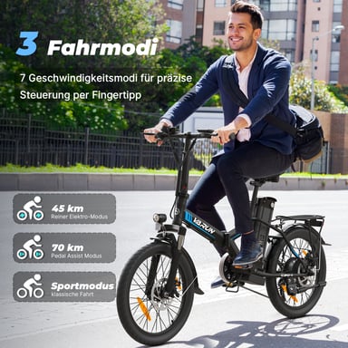 Vélo électrique pliable VARUN C20-1 pour adulte avec moteur 250 W et batterie amovible 48 V 13 Ah