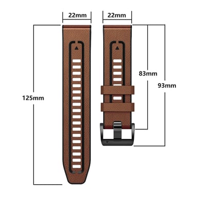 Correa de reloj de cuero para Garmin Fenix 7 Pro/7X Brown 22 mm