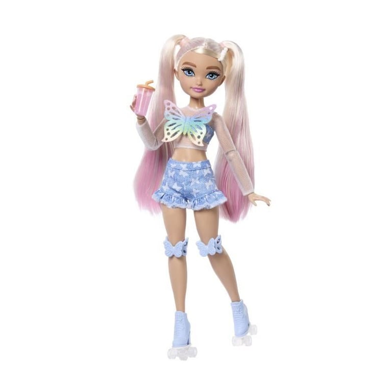 Barbie Dream Besties Barbie « Brooklyn » Poupée articulée aux Cheveux châtain pratiquant Le Roller avec 9 Accessoires sur Le thème de la Musique et de la vidéo JFX97 - vue 9