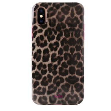 PURO Funda para iPhone XS Max Serie Glam Leopard Chic y Resistente Marrón