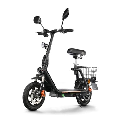 Trottinette électrique avec siège et panier arrière TWOFISH M5 PRO-E homologuée route (CEE)