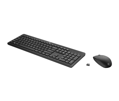 HP 235 - Ensemble clavier et souris - disposition à 3 zones, déplacement de touche à faible profil - full size - sans fil - 2.4 GHz - Français - noir - Smart Buy