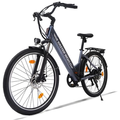 Bicicleta eléctrica AVDL A32 de fácil acceso para desplazamientos urbanos, batería de 48 V y 10,4 Ah - negra