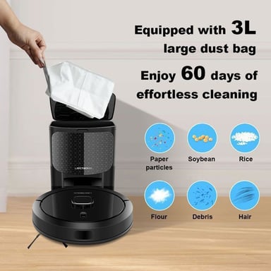 Aspirateur robot LIECTROUX G7 4-en-1 navigation laser aspiration 4000 Pa puissance 1000 W lavage serpillière et collecte automatique Noir