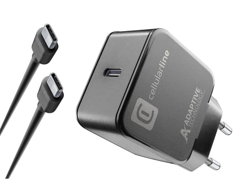 Cellularline USB-C Charger Kit 15W Le kit chargeur USB-C 15W recharge rapidement et en toute sécurité les appareils Samsung avec un port USB-C compatible avec la charge 15W.