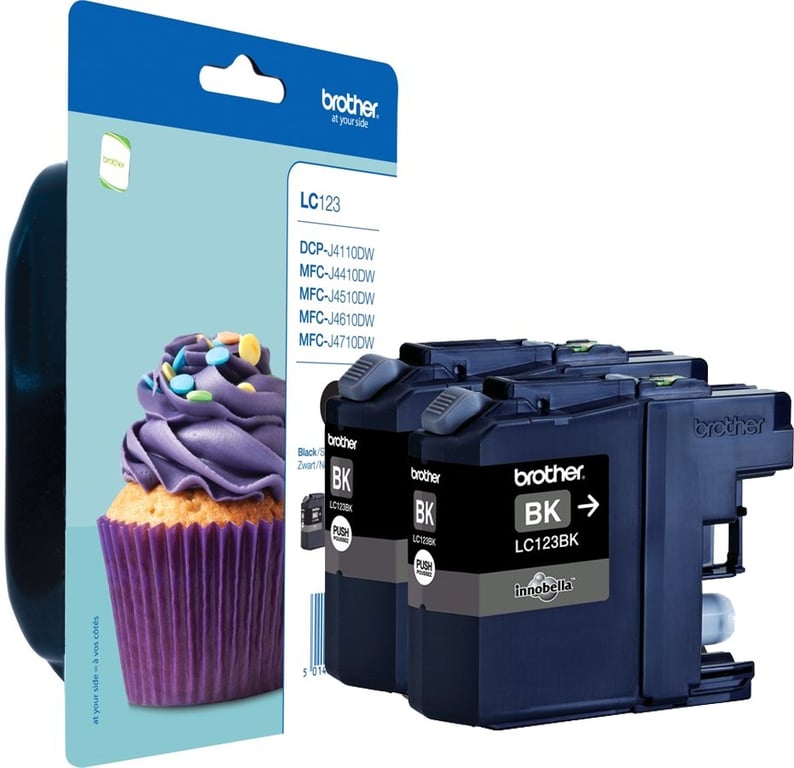 Brother LC123BK Pack de 2 à rendement élevé original blister avec alarme acoustique / électromagnétique cartouche d'encre pour Brother DCP J100 J105 J132 J152 J552 J752... - vue 2