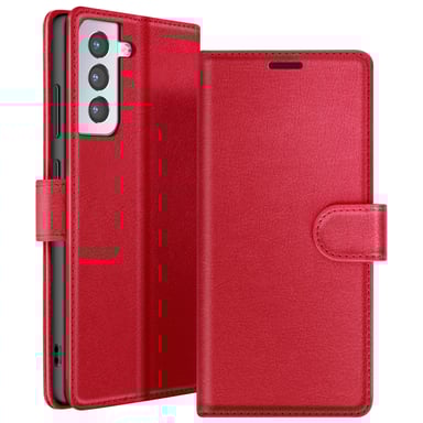 Étui Portefeuille pour Galaxy S21 Plus avec Support et Languette Magnétique Rouge
