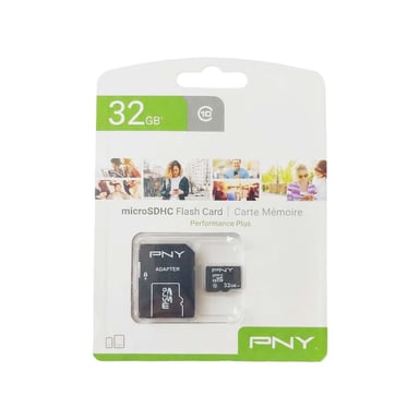 PNY Tarjeta de memoria MicroSD de 32 GB Clase 10 Modelo Performance Plus 50 Mb/s Negro