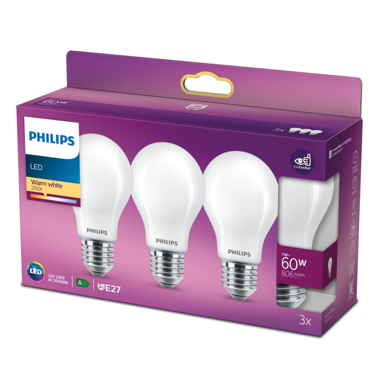 Philips ampoules LED E27 standard lot de 3 - vue 3