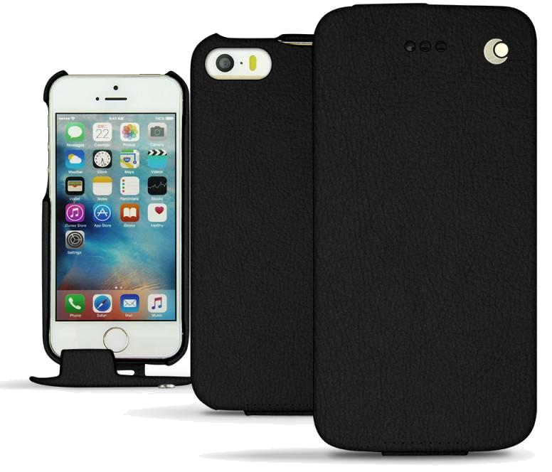 Housse cuir Apple iPhone SE - Rabat verticalNoir