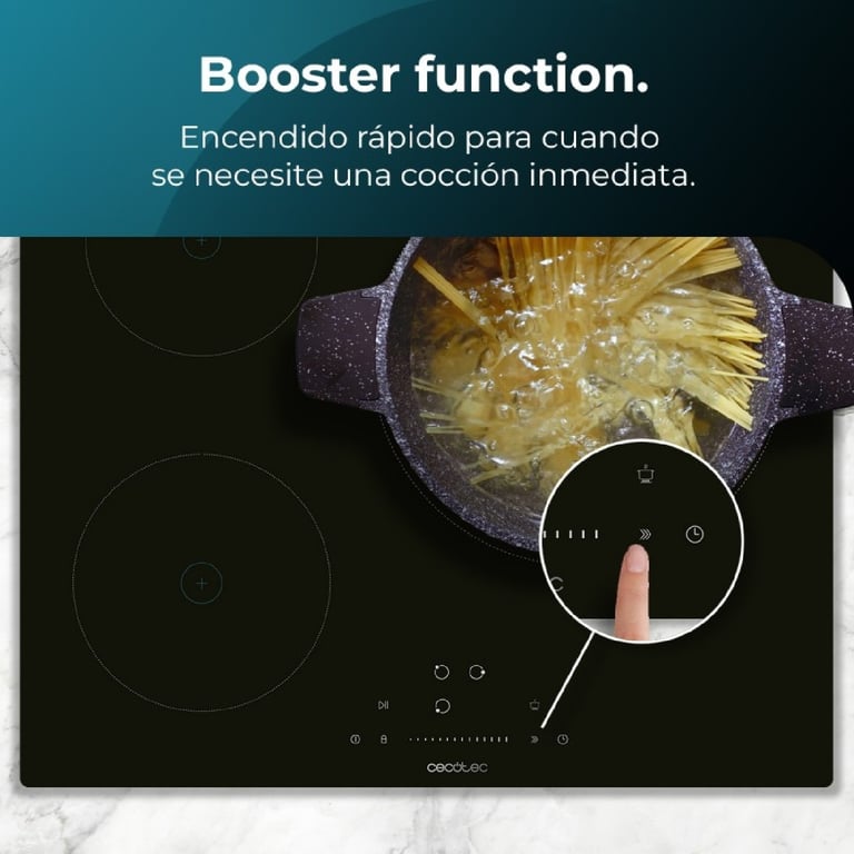 Cecotec Plaque d'induction 3 feux Bolero Squad I 3200 Puissance maximale avec 9 niveaux de puissance Booster Function Invisible Touch Slider Control Verrouillage pour enfants - vue 4